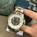 Buy Shop Fossil Grant Automatic Skeleton White Dial Two Tone Steel Strap Watch for Men - ME3112 USA Online