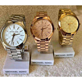 Buy Shop Michael Kors Slim Runway Gold Dial Gold Steel Strap Watch for Women - MK3335 USA Online