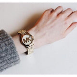 Buy Shop Michael Kors Slim Runway Gold Dial Gold Steel Strap Watch for Women - MK3477 USA Online