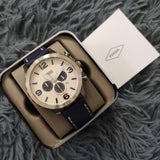 Buy Shop Fossil Nate Chronograph White Dial Blue Leather Strap Watch for Men - JR1480 USA Online