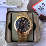 Buy Shop Fossil Grant Chronograph Black Dial Gold Steel Strap Watch for Men - FS4815 USA Online