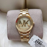 Buy Shop Michael Kors Slim Runway Gold Dial Gold Steel Strap Watch for Women - MK3477 USA Online