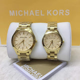 Buy Shop Michael Kors Slim Runway Gold Dial Gold Steel Strap Watch for Women - MK3335 USA Online