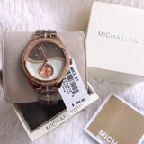 Buy Shop Michael Kors Lauryn Rose Gold Dial Brown Steel Strap Watch for Women - MK3757 USA Online
