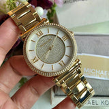 Buy Shop Michael Kors Catlin Mother of Pearl Dial Gold Steel Strap Watch for Women - MK3332 USA Online