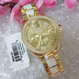 Michael Kors Wren Diamonds Gold  Dial Two Tone Steel Strap Watch for Women - MK6157