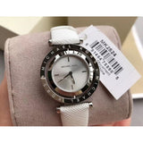 Buy Shop Michael Kors Averi Silver Dial White Leather Strap Watch for Women - MK2524 USA Online