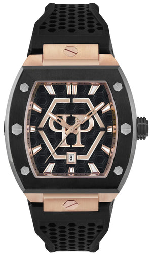Buy Shop Philipp Plein Hexagon Phantom Black Dial Black Silicone Strap Watch For Men- PWPUA0124 USA Online