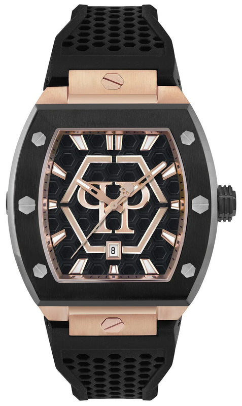 Buy Shop Philipp Plein Hexagon Phantom Black Dial Black Silicone Strap Watch For Men- PWPUA0124 USA Online