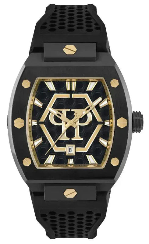 Buy Shop Philipp Plein Hexagon Phantom Black Dial Black Silicone Strap Watch For Men- PWPUA0224 USA Online