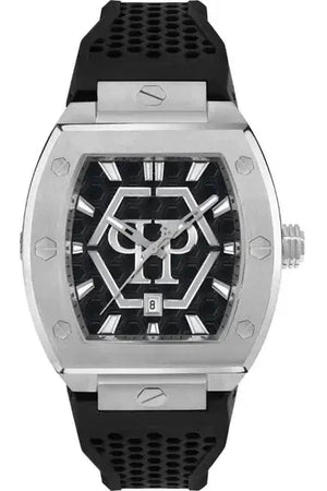 Buy Shop Philipp Plein Hexagon Phantom Black Dial Black Silicone Strap Watch For Men- PWPUA0524 USA Online