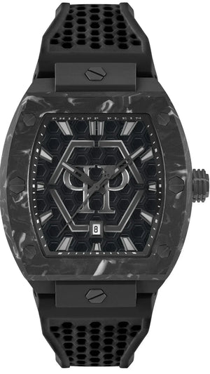 Buy Shop Philipp Plein Hexagon Phantom Black Dial Black Silicone Strap Watch For Men- PWPUA0624 USA Online