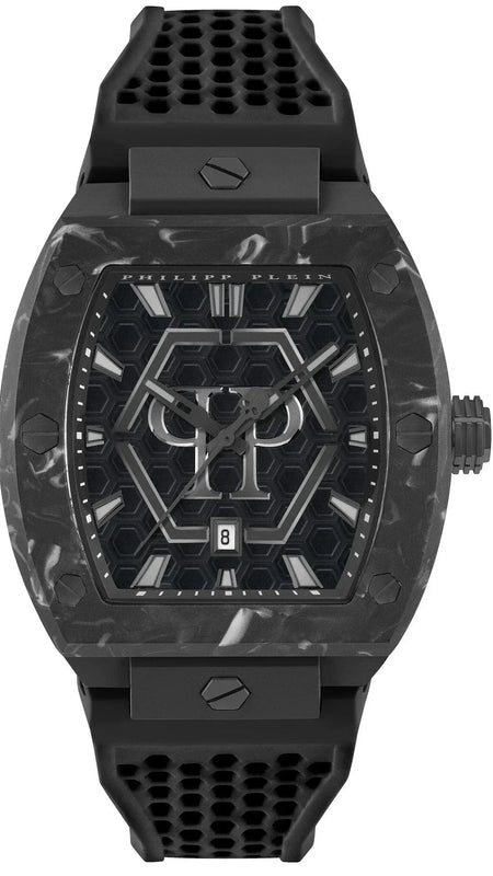 Buy Shop Philipp Plein Hexagon Phantom Black Dial Black Silicone Strap Watch For Men- PWPUA0624 USA Online
