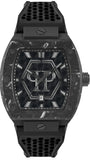 Buy Shop Philipp Plein Hexagon Phantom Black Dial Black Silicone Strap Watch For Men- PWPUA0624 USA Online