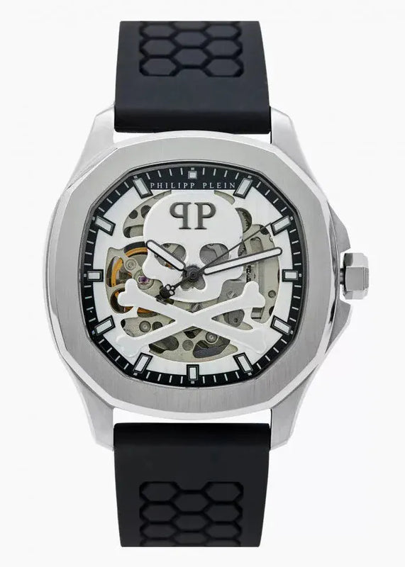 Buy Shop Philipp Plein High-Conic Automatic Silver Dial Black Silicone Strap Watch For Men- PWRAA0123 USA Online