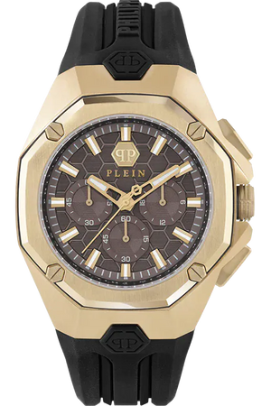 Buy Shop Philipp Plein Hyper Sport Chronograph Gold Dial Black Silicone Strap Watch for Men - PWTBA0423 USA Online