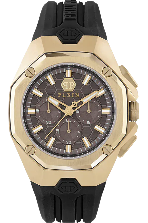 Buy Shop Philipp Plein Hyper Sport Chronograph Gold Dial Black Silicone Strap Watch for Men - PWTBA0423 USA Online