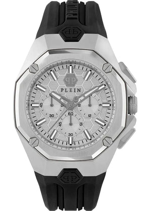 Buy Shop Philipp Plein Octagon Silver Dial Black Silicone Strap Watch for Men - PWTBA0123 USA Online
