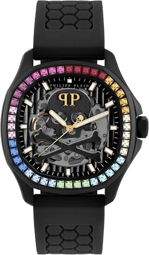 Buy Shop Philipp Plein Skeleton Spectre Black Dial Black Silicone Strap Watch for Men - PWRAA1023 USA Online