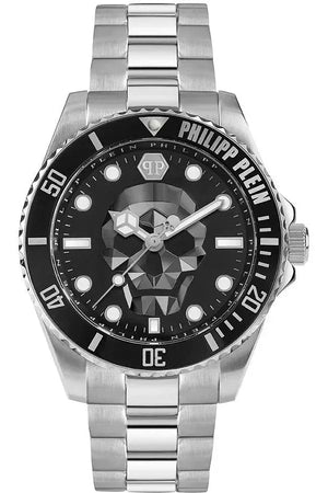 Buy Shop Philipp Plein The $kull Diver Black Dial Silver Steel Strap Watch For Men- PWOAA0522 USA Online