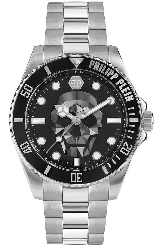 Buy Shop Philipp Plein The $kull Diver Black Dial Silver Steel Strap Watch For Men- PWOAA0522 USA Online