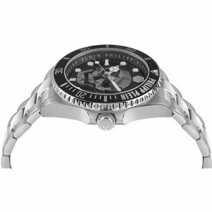 Buy Shop Philipp Plein The $kull Diver Black Dial Silver Steel Strap Watch For Men- PWOAA0522 USA Online