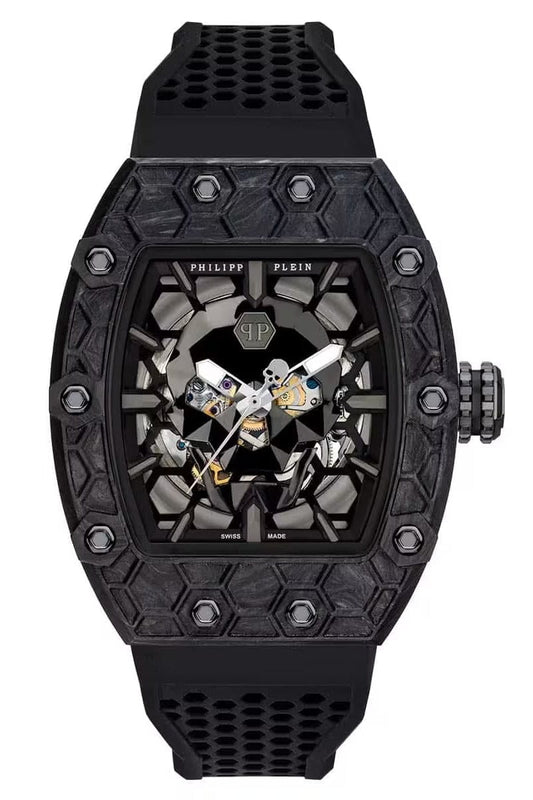 Buy Shop Philipp Plein The Skeleton Black Dial Black Silicone Strap Watch for Men - PWVBA0423 USA Online