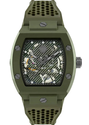 Buy Shop Philipp Plein The Skeleton Green Dial Green Silicone Strap Watch for Men- PWVBA0223 USA Online