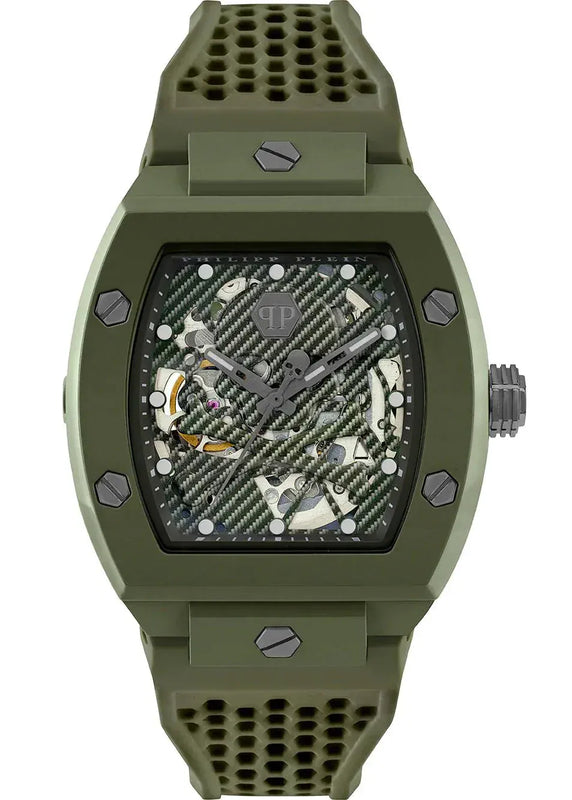 Buy Shop Philipp Plein The Skeleton Green Dial Green Silicone Strap Watch for Men- PWVBA0223 USA Online