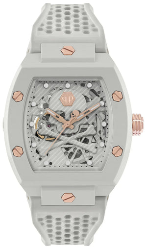 Buy Shop Philipp Plein The Skeleton White Dial White Silicone Strap Watch for Men - PWVBA0123 USA Online