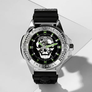 Buy Shop Philipp Plein The Skull Black Dial Black Silicone Strap Watch for Men - PWAAA0121 USA Online
