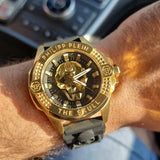 Buy Shop Philipp Plein The Skull Gold Dial Black Silicone Strap Watch for Men - PWAAA0221 USA Online