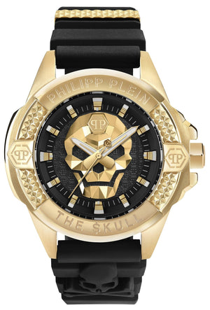 Buy Shop Philipp Plein The Skull Gold Dial Black Silicone Strap Watch for Men - PWAAA0221 USA Online