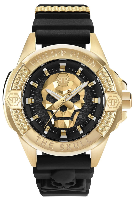 Buy Shop Philipp Plein The Skull Gold Dial Black Silicone Strap Watch for Men - PWAAA0221 USA Online