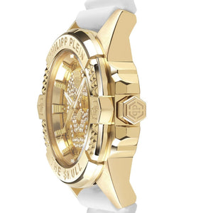 Buy Shop Philipp Plein The Skull Gold Dial White Silicone Strap Watch for Men - PWAAA1221 USA Online