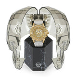 Buy Shop Philipp Plein The Skull Gold Dial White Silicone Strap Watch for Men - PWAAA1221 USA Online