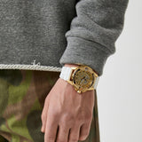 Buy Shop Philipp Plein The Skull Gold Dial White Silicone Strap Watch for Men - PWAAA1221 USA Online