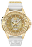 Buy Shop Philipp Plein The Skull Gold Dial White Silicone Strap Watch for Men - PWAAA1221 USA Online