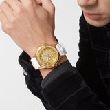 Buy Shop Philipp Plein The Skull Gold Dial White Silicone Strap Watch for Men - PWAAA1221 USA Online