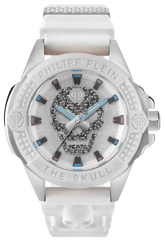 Buy Shop Philipp Plein The Skull White Dial White Silicone Strap Watch for Men - PWAAA1521 USA Online
