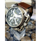 Buy Shop Diesel BAMF Chronograph Beige Dial Brown Leather Strap Watch For Men - DZ7343 USA Online