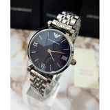 Buy Shop Emporio Armani Gianni T Bar Dark Blue Dial Silver Stainless Steel Watch For Women - AR11091 USA Online