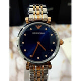 Buy Shop Emporio Armani Gianni T Bar Crystal Blue Dial Two Tone Steel Strap Watch For Women - AR11092 USA Online