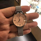 Buy Shop Fossil Jacqueline Three Hand Pink Dial Silver Mesh Strap Watch for Women - ES5089 USA Online