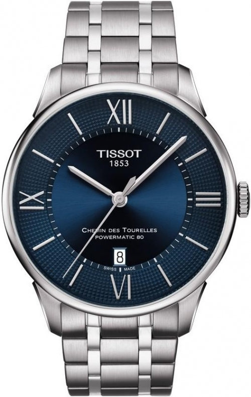Buy Shop Tissot Chemin Des Tourelles Powermatic 80 Blue Dial Silver Steel Strap Watch for Men - T099.407.11.048.00 USA Online