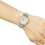 Buy Shop Emporio Armani Gianni T Bar Pink Mother of Pearl Dial Silver Steel Strap Watch For Women - AR1779 USA Online