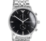 Buy Shop Emporio Armani Gianni Chronograph Black Dial Silver Steel Strap Watch For Men - AR80009 USA Online
