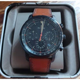 Buy Shop Fossil Goodwin Luggage Chronograph Black Dial Brown Leather Strap Watch for Men - FS5501 USA Online