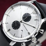 Buy Shop Emporio Armani Gianni White Dial Black Leather Strap Watch For Men - AR0385 USA Online