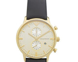Buy Shop Emporio Armani Gianni Beige Dial Grey Leather Strap Watch For Men - AR0386 USA Online